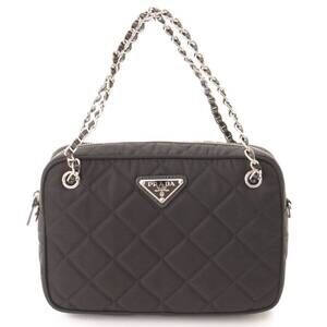 Prada Tessuto Quilted Chain Handbag Black